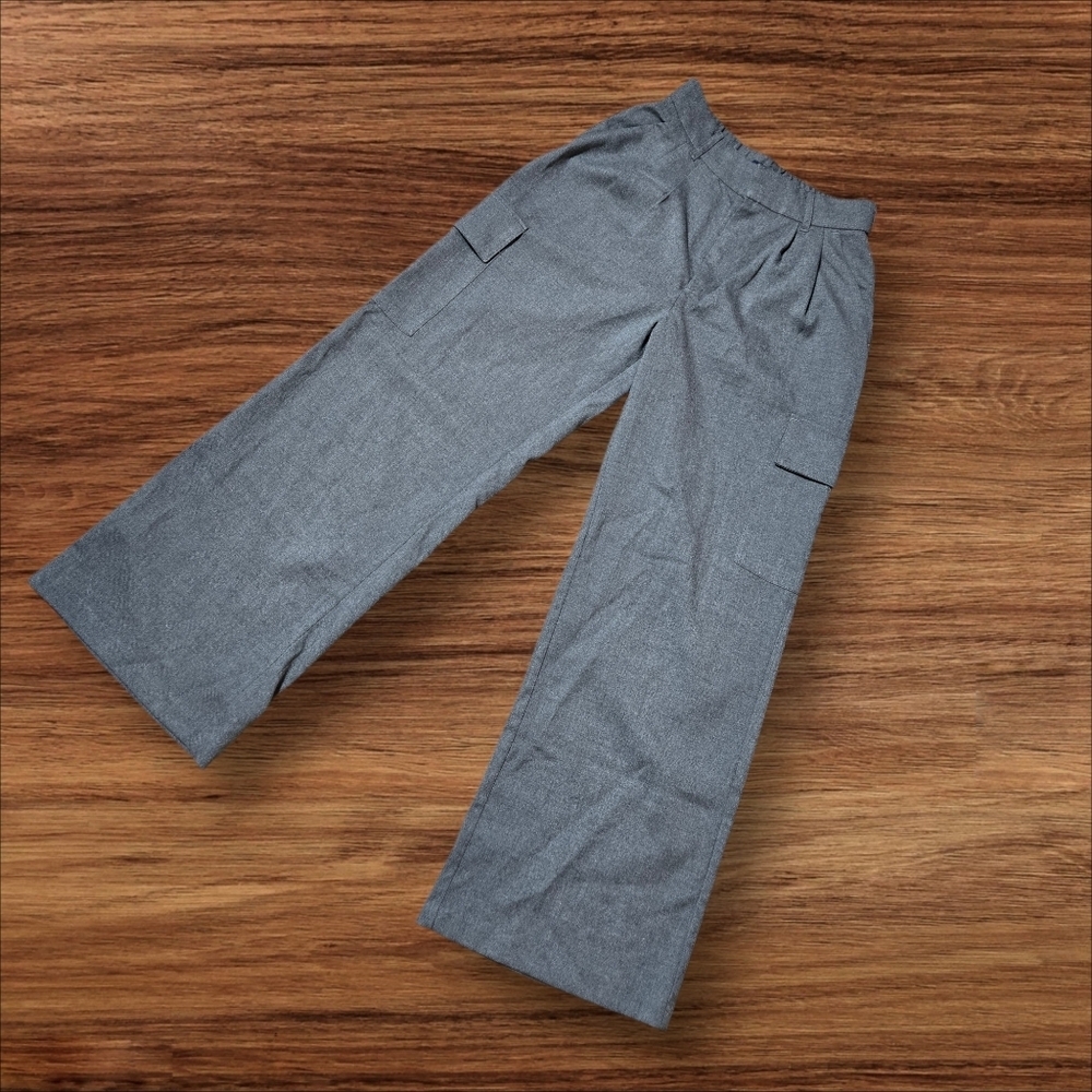 Hollister Uktra Hi Rise Wide Leg Gray Trouser Dress Pants - Picture 4 of 7